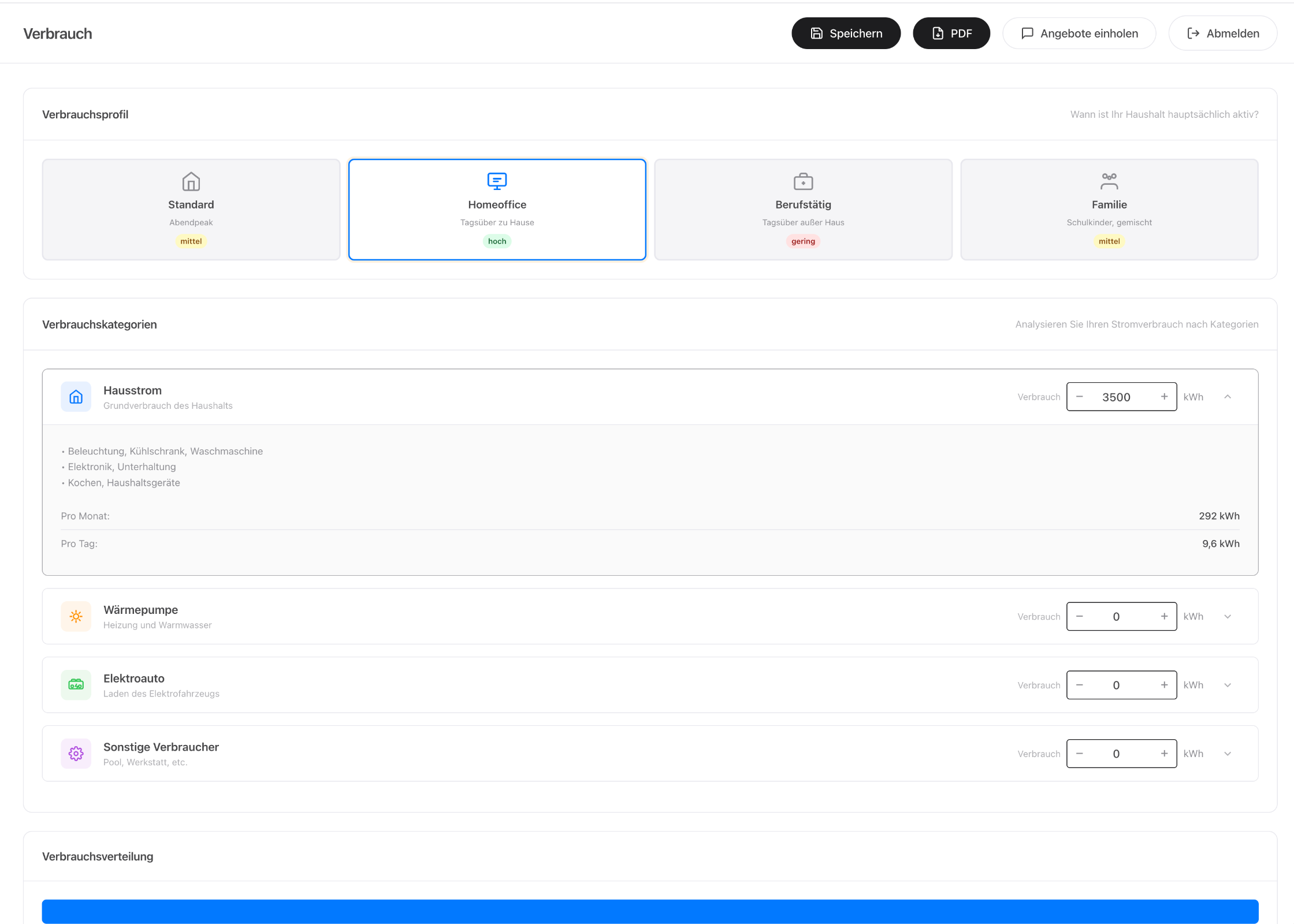 Verbrauchsübersicht